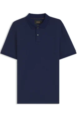 Regular-Fit Poloshirt aus Baumwolle und Seide mit Jacquard-Struktur