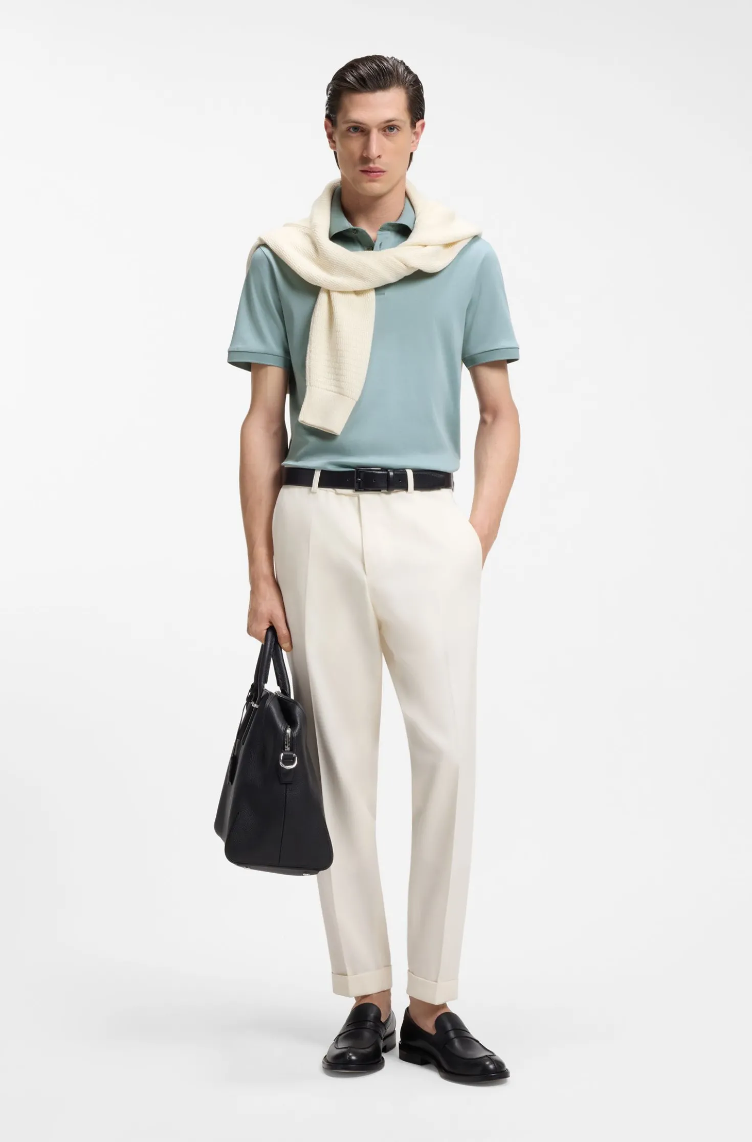 Regular-Fit Poloshirt aus merzerisierter italienischer Baumwolle