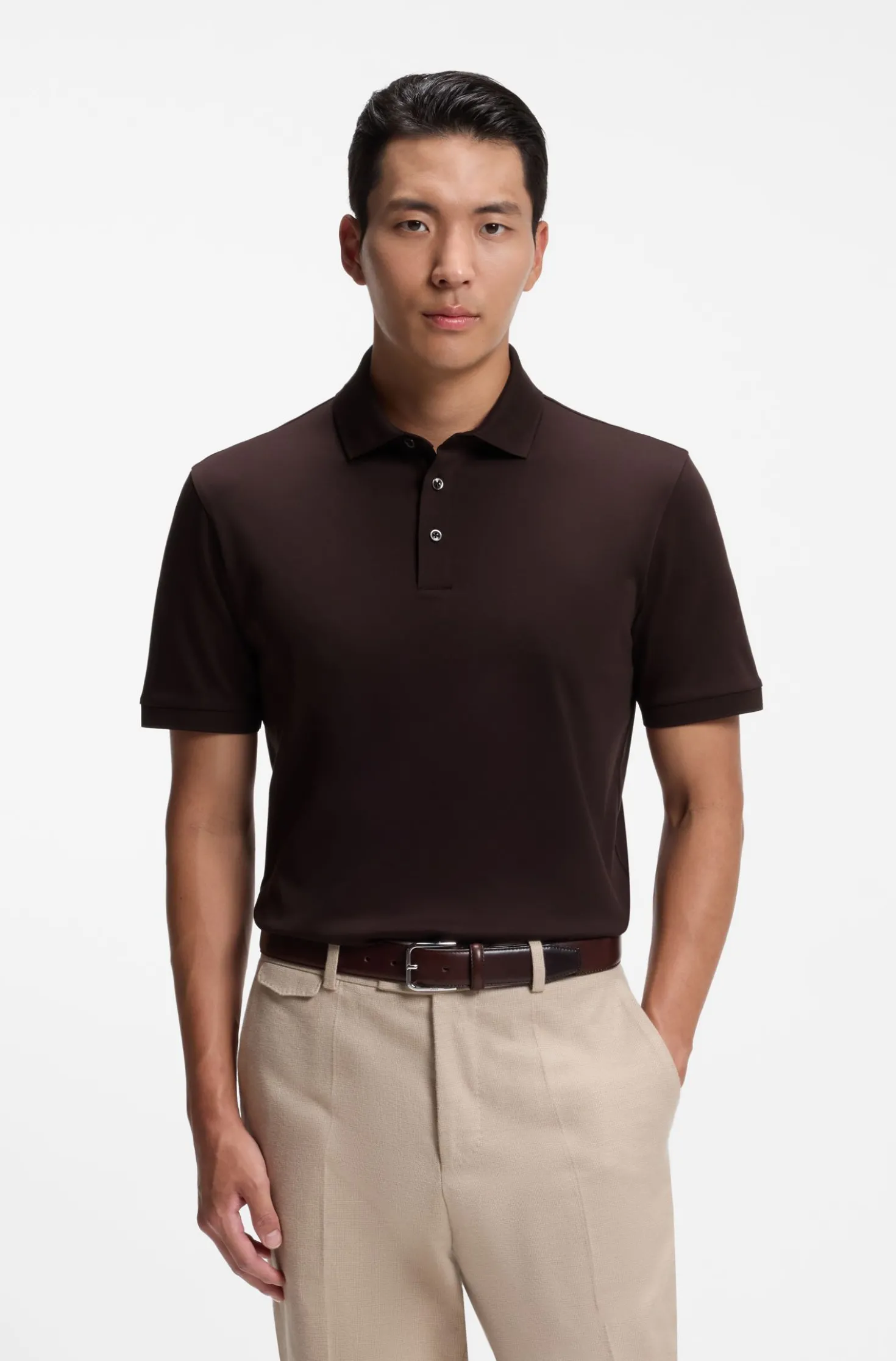 Regular-Fit Poloshirt aus merzerisierter italienischer Baumwolle