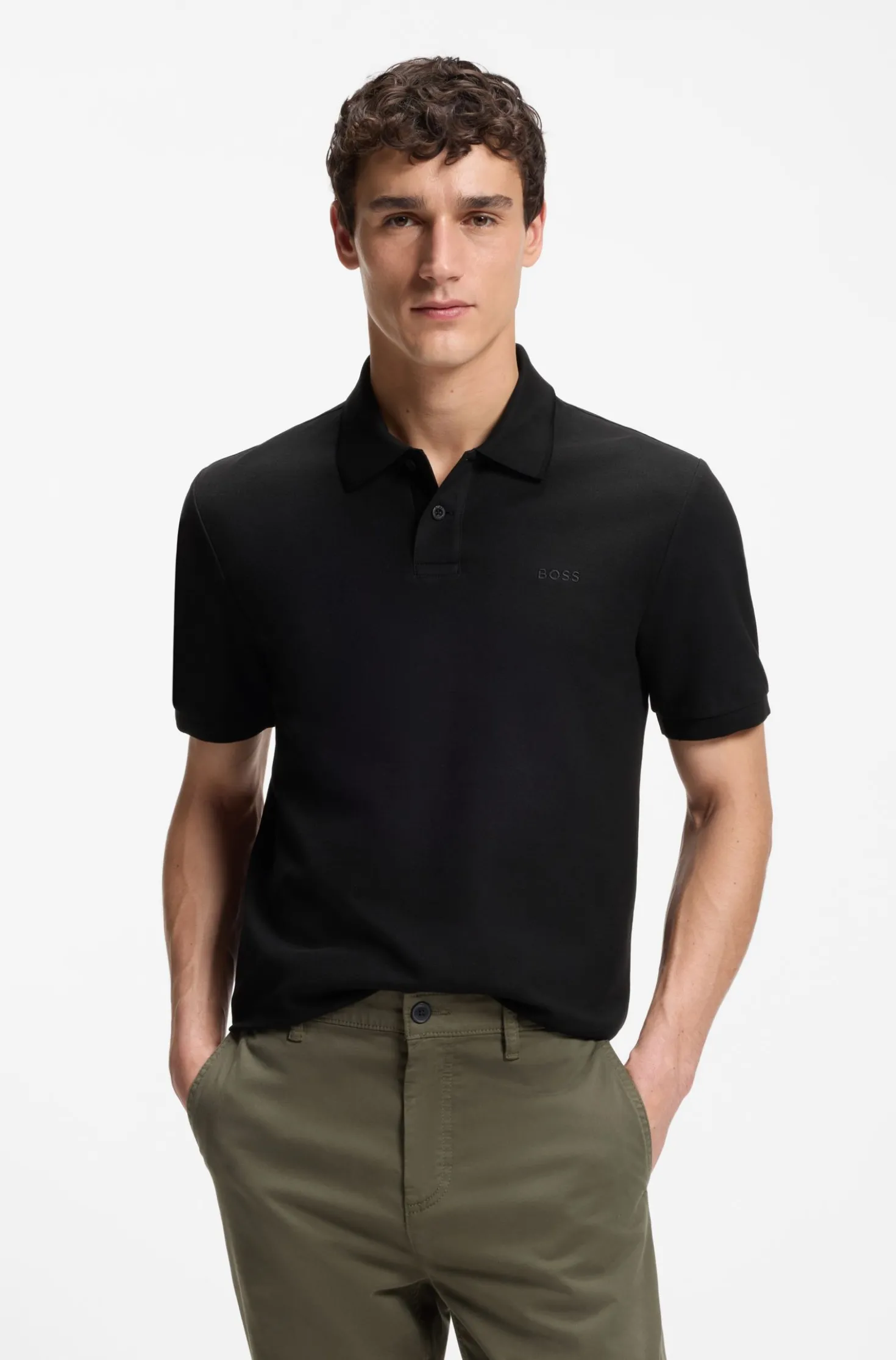 Regular-Fit Poloshirt aus wabenstrukturiertem Baumwoll-Piqué