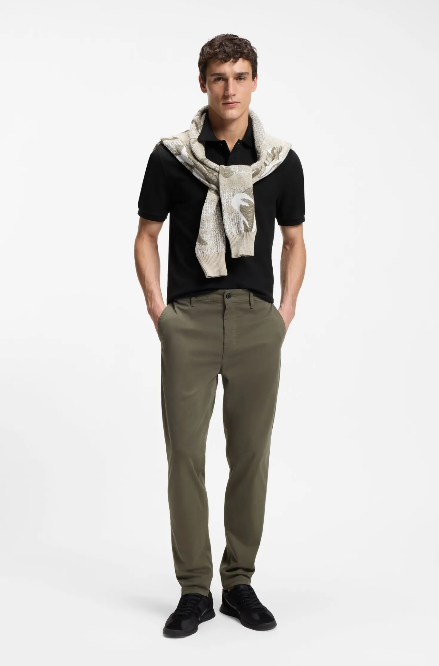 Regular-Fit Poloshirt aus wabenstrukturiertem Baumwoll-Piqué