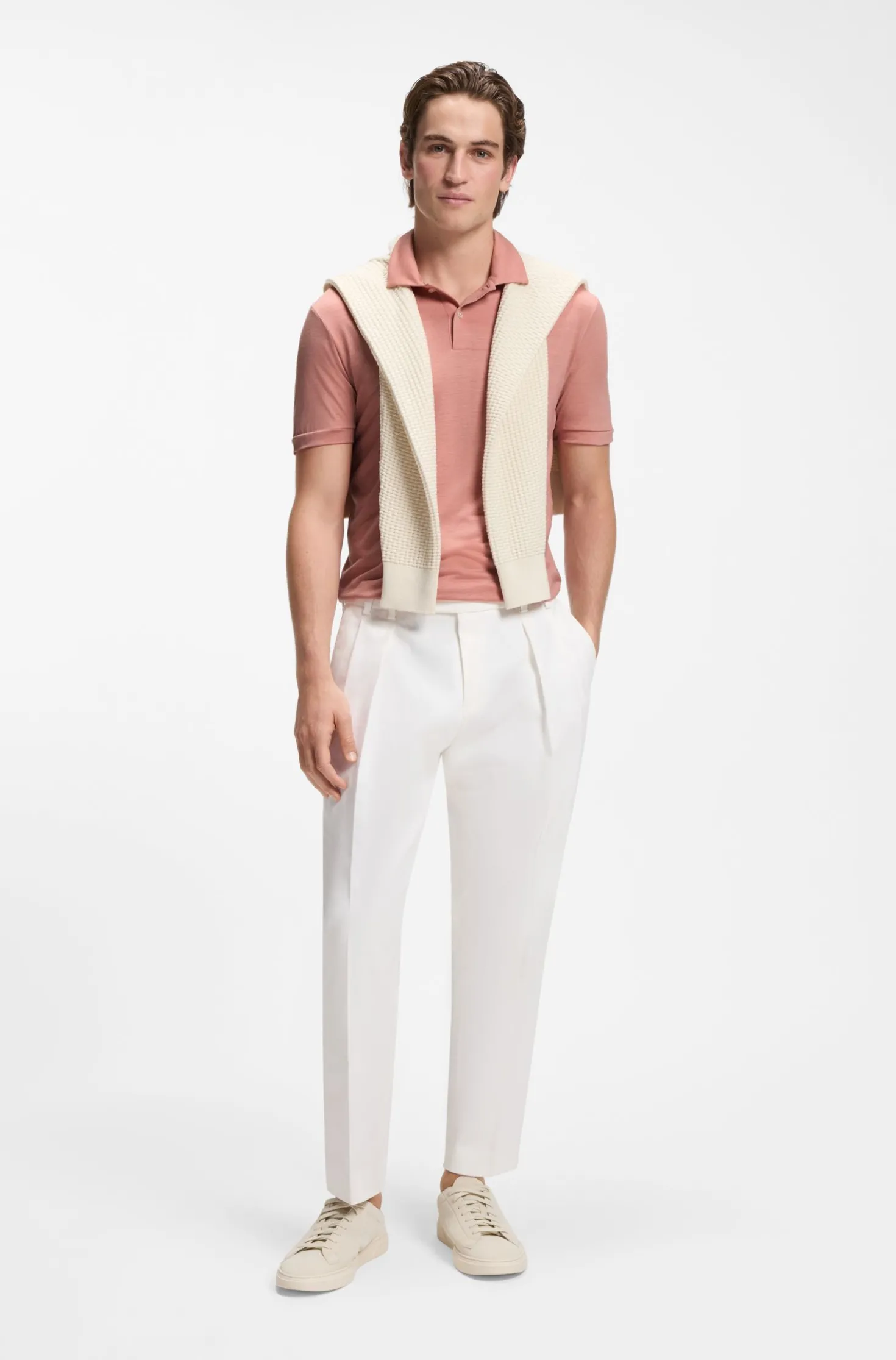 Regular-Fit Poloshirt aus Woll-Mix