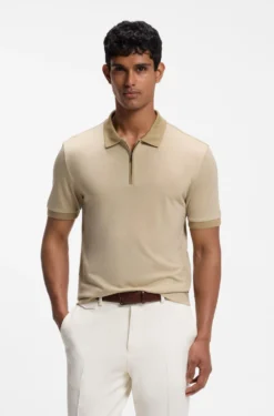 Regular-Fit Poloshirt aus Wolle mit Reißverschlussleiste