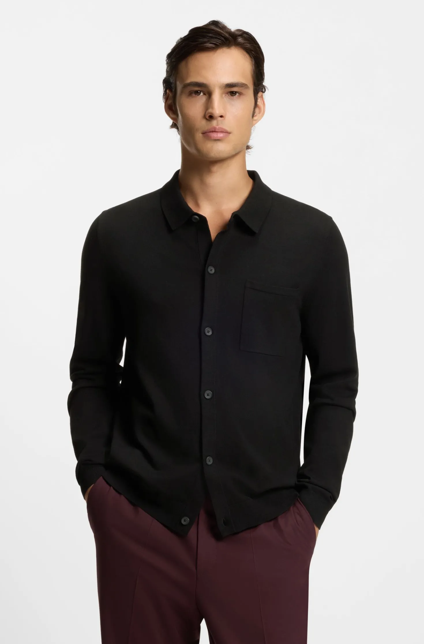 Regular-Fit Strickjacke mit Rippbündchen