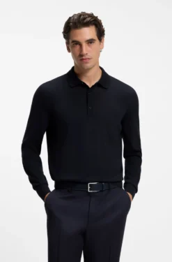 Regular-Fit Strick-Poloshirt aus Merino