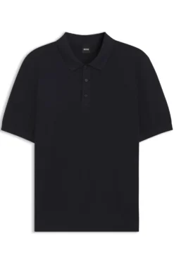 Regular-Fit Strick-Poloshirt aus strukturiertem Gewebe
