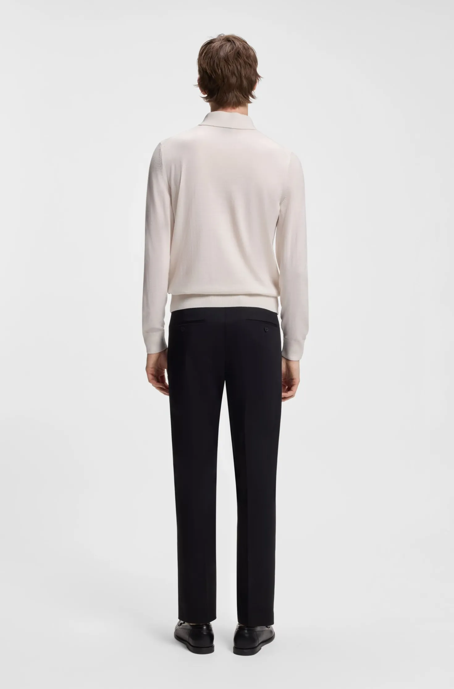 Regular-Fit Strick-Poloshirt aus Merino