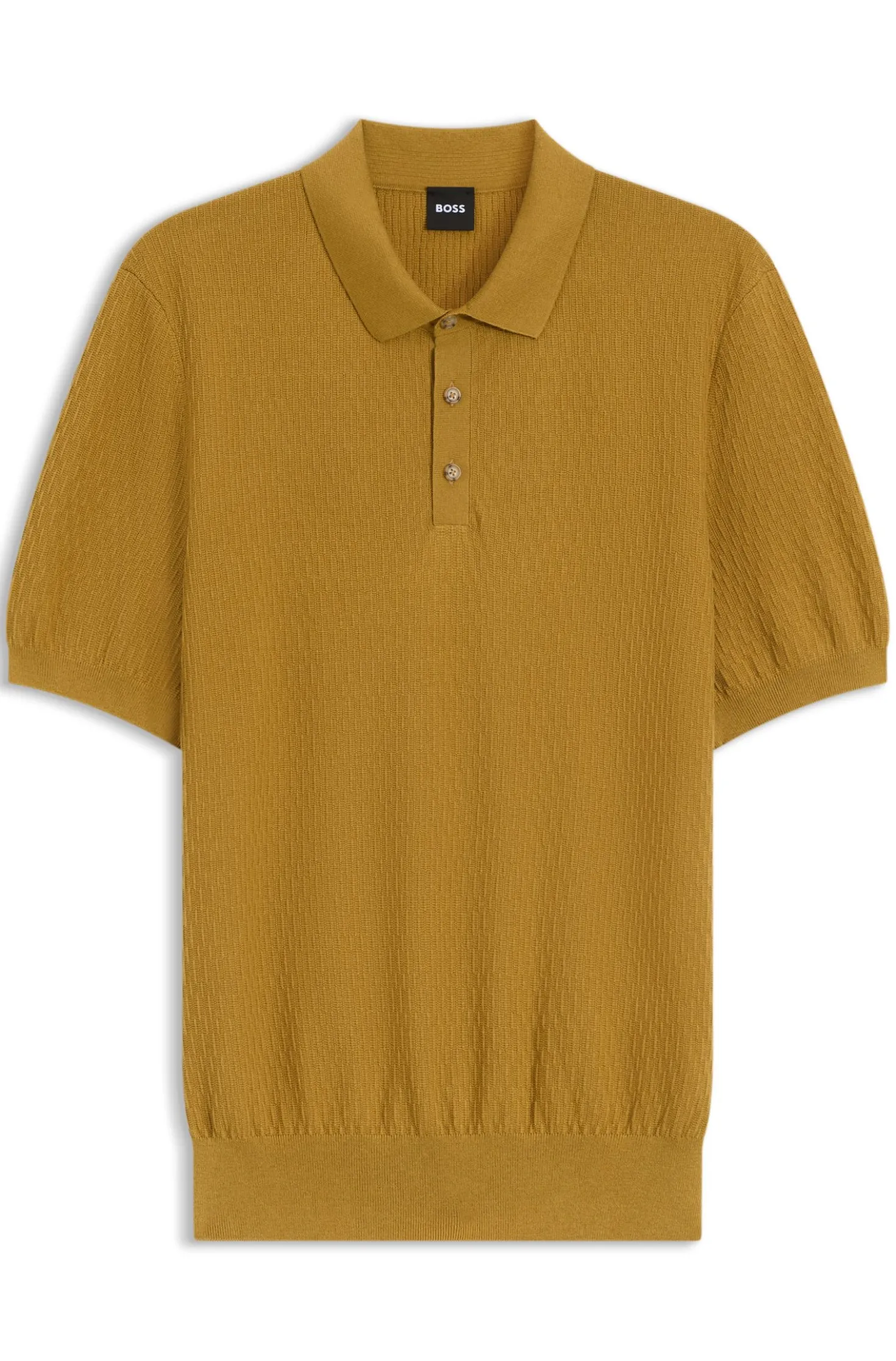 Regular-Fit Strick-Poloshirt aus strukturiertem Gewebe