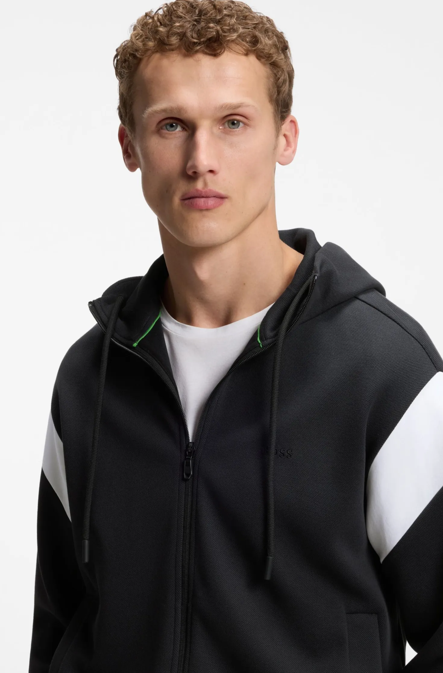 Regular-Fit Sweatshirt aus Spacer-Piqué mit Reißverschluss