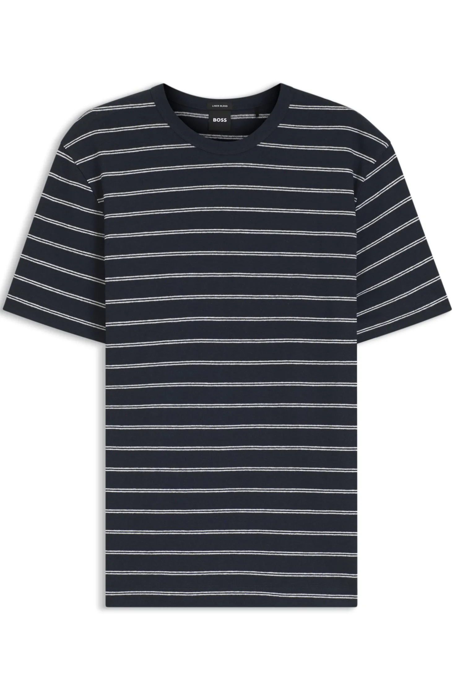 Regular-Fit T-Shirt aus Baumwoll-Leinen-Mix