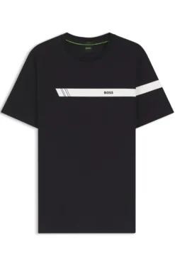 Regular-Fit T-Shirt aus Stretch-Baumwolle mit Logo-Streifen