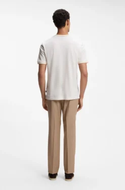 Regular-Fit T-Shirt aus strukturierter Baumwolle mit Tipping-Details