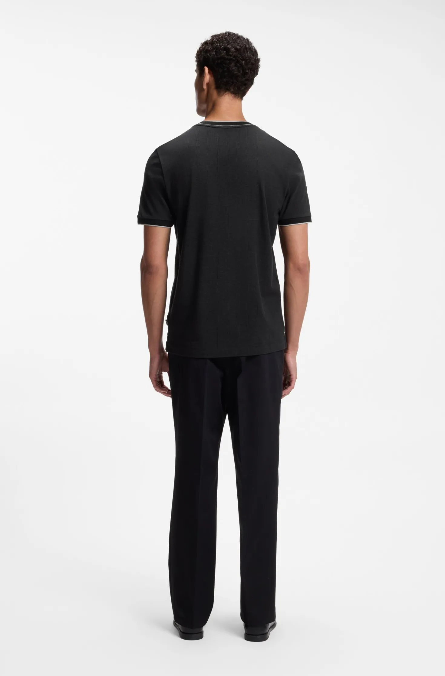 Regular-Fit T-Shirt aus strukturierter Baumwolle mit Tipping-Details