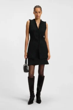 Regular-Fit Weste aus Samt-Tweed