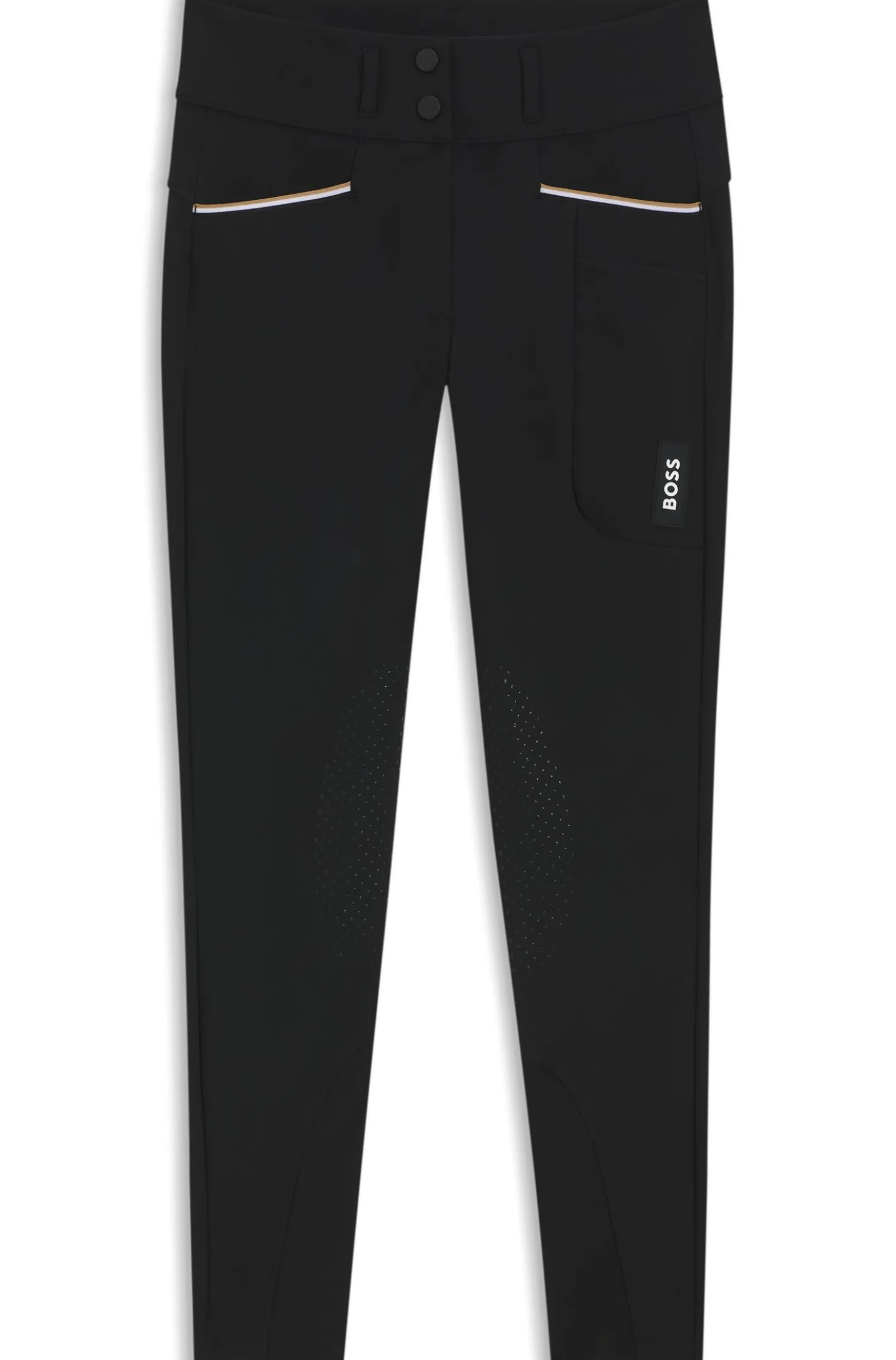 Reithose mit hohem Bund und Kniebesatz