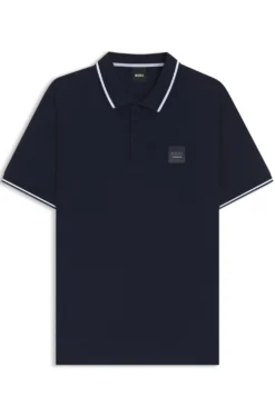 Reitsport-Polohemd aus Stretch-Baumwolle mit Logo-Aufnäher