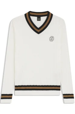 Reitsport-Pullover aus Baumwolle mit Zopfmuster
