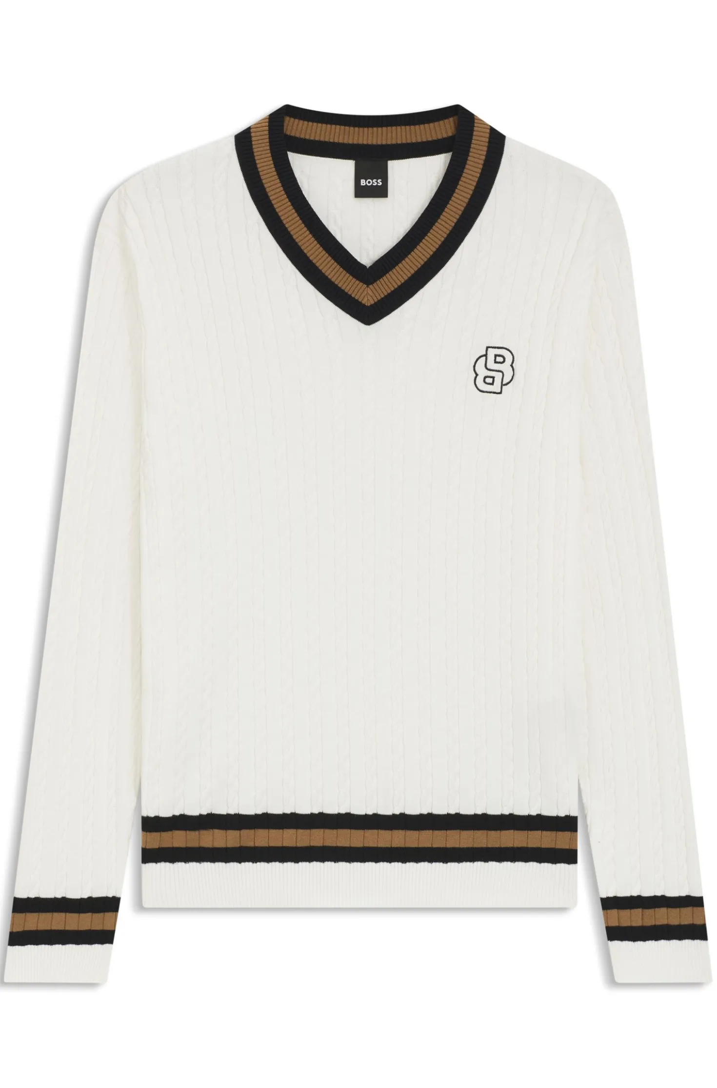 Reitsport-Pullover aus Baumwolle mit Zopfmuster