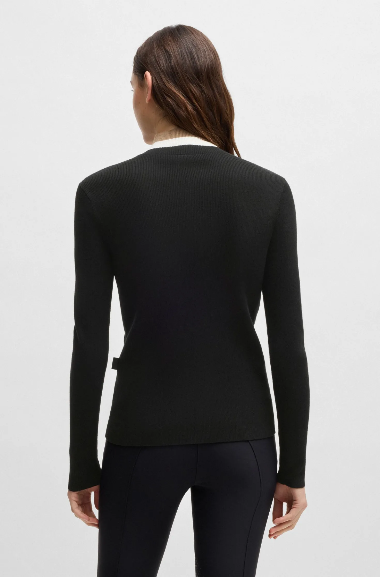 Reitsport-Pullover mit Rippstruktur und Troyerkragen