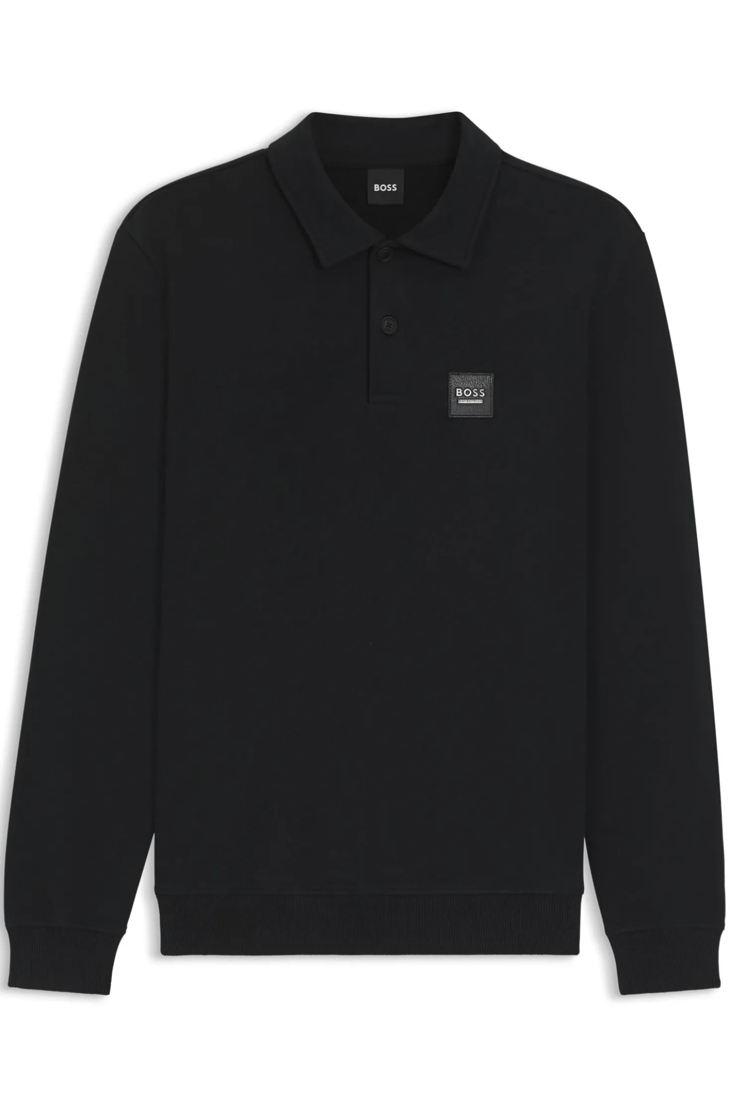Reitsport-Strick-Poloshirt aus Stretch-Baumwolle mit Logo-Patch