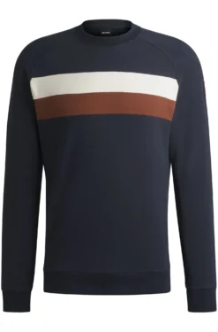 Reitsport-Sweatshirt aus Stretch-Baumwolle mit Blockstreifen