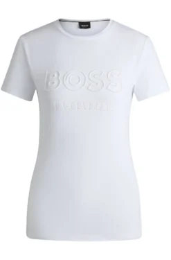 Reitsport-T-Shirt aus Stretch-Baumwolle mit Logo-Stickerei