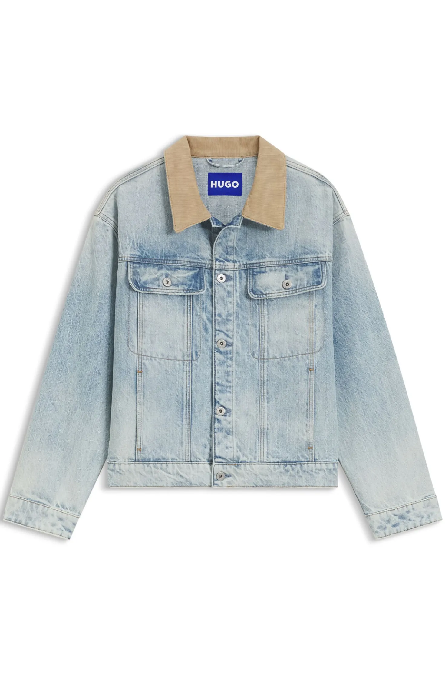Relaxed-Fit Baumwolljacke mit Cordkragen