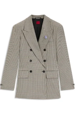 Relaxed-Fit Blazer mit filigranem Hahnentritt-Muster