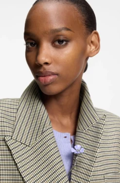 Relaxed-Fit Blazer mit filigranem Hahnentritt-Muster