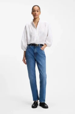 Relaxed-Fit Bluse aus Baumwolle mit Ballonärmeln
