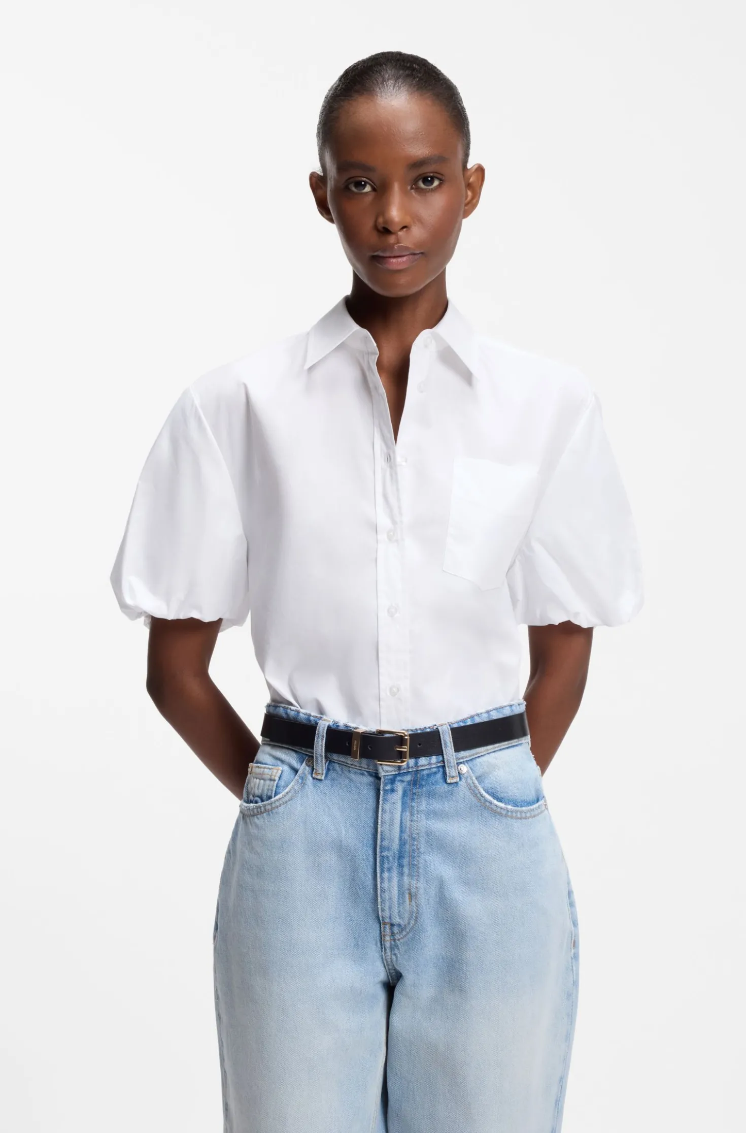 Relaxed-Fit Bluse aus Baumwoll-Popeline