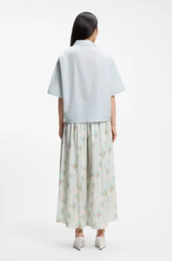 Relaxed-Fit Bluse aus Baumwoll-Popeline mit Spitzkragen