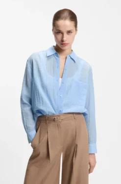 Relaxed-Fit Bluse aus transparentem strukturiertem Gewebe