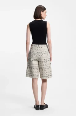 Relaxed-Fit Cropped-Hose aus gestreiftem Baumwoll-Mix mit Tweed-Struktur