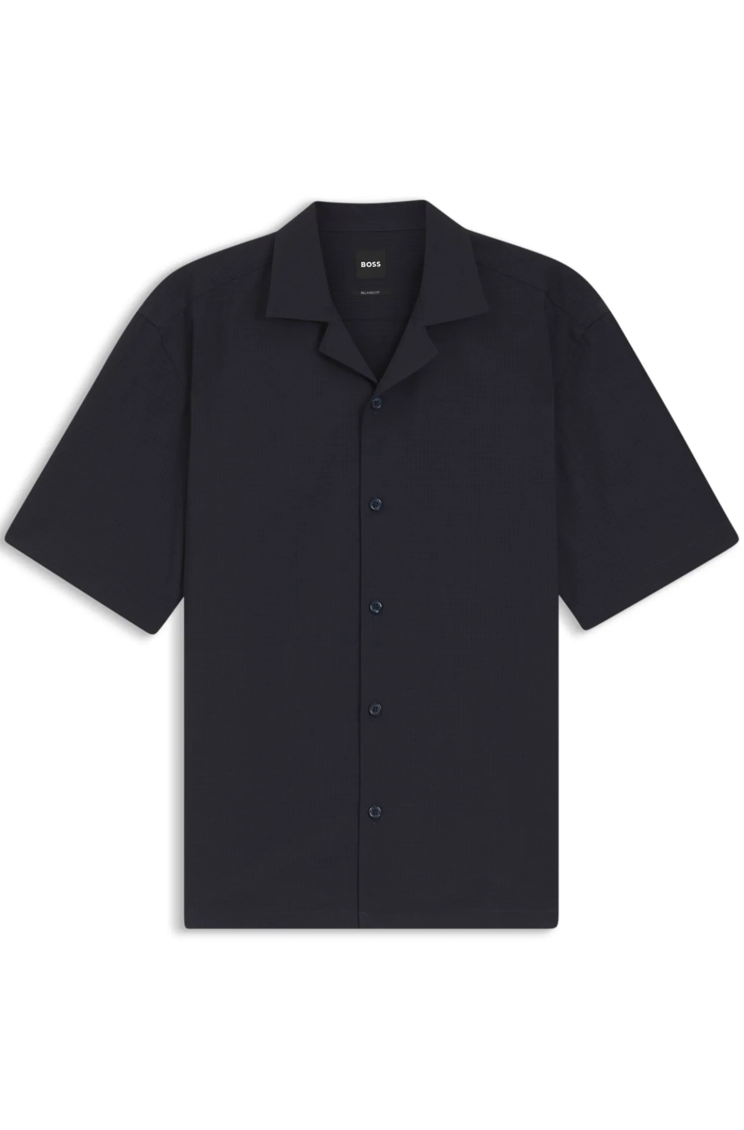 Relaxed-Fit Hemd aus Woll-Mix mit Mesh-Muster