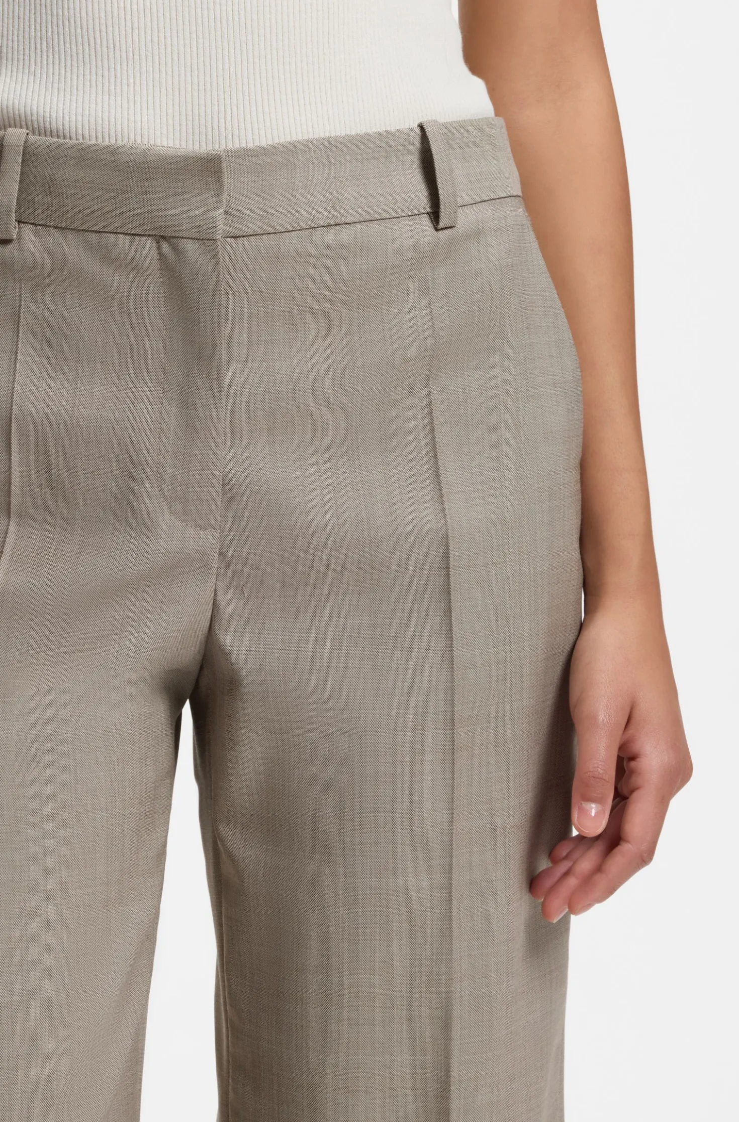 Relaxed-Fit Hose aus melierter Schurwolle mit Stretch-Anteil