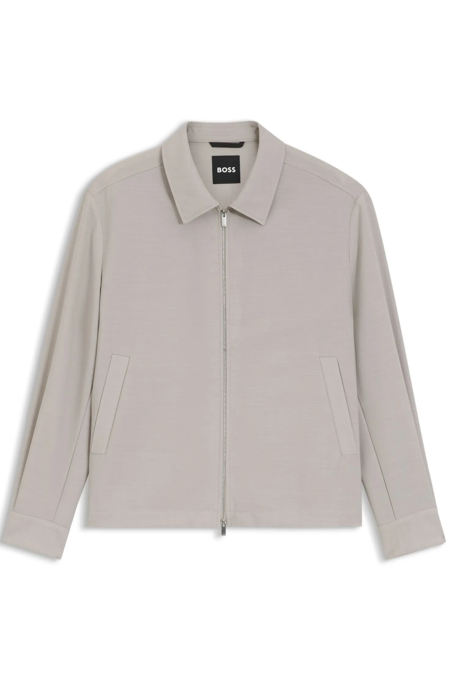 Relaxed-Fit Jacke aus gemusterter Schurwolle mit Reißverschluss