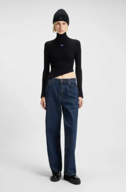 Relaxed-Fit Jeans aus blauem Denim mit Rinse-Waschung