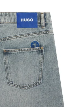 Relaxed-Fit Jeans aus meerblauem festem Denim