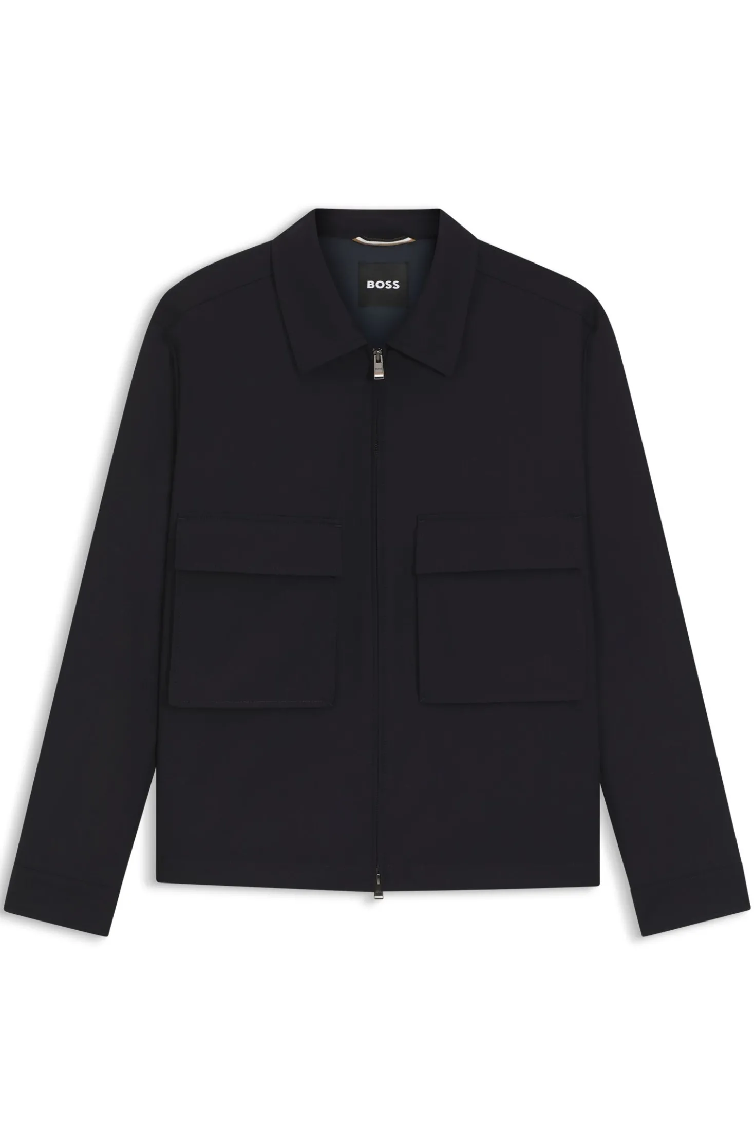 Relaxed-Fit Overshirt aus melierter Schurwolle mit Reißverschluss