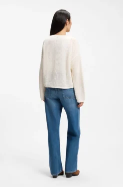Relaxed-Fit Pullover aus Baumwolle mit Mesh-Struktur
