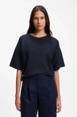 Relaxed-Fit Pullover aus Baumwolle mit Schurwolle
