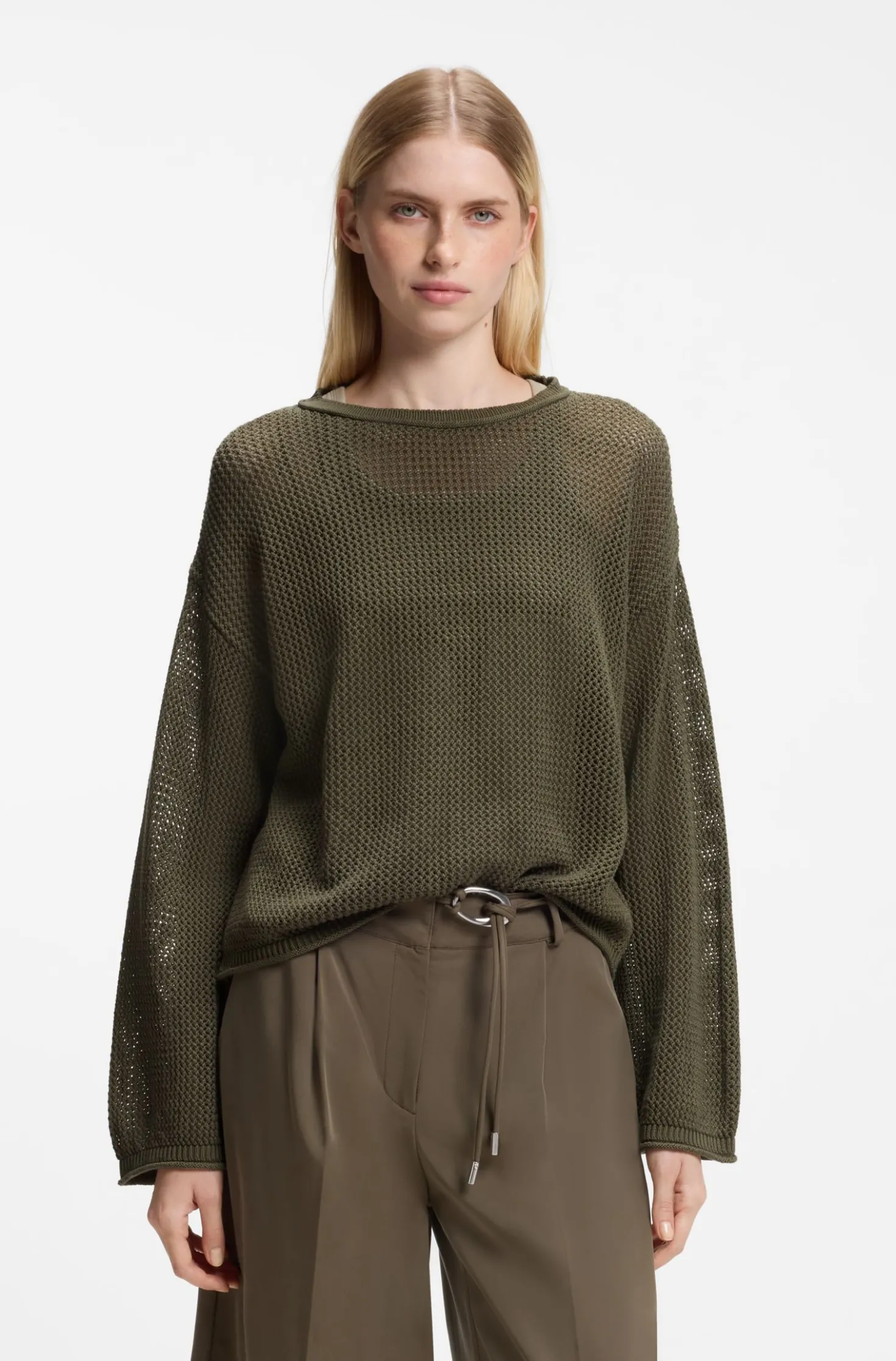 Relaxed-Fit Pullover aus Baumwolle mit Mesh-Struktur