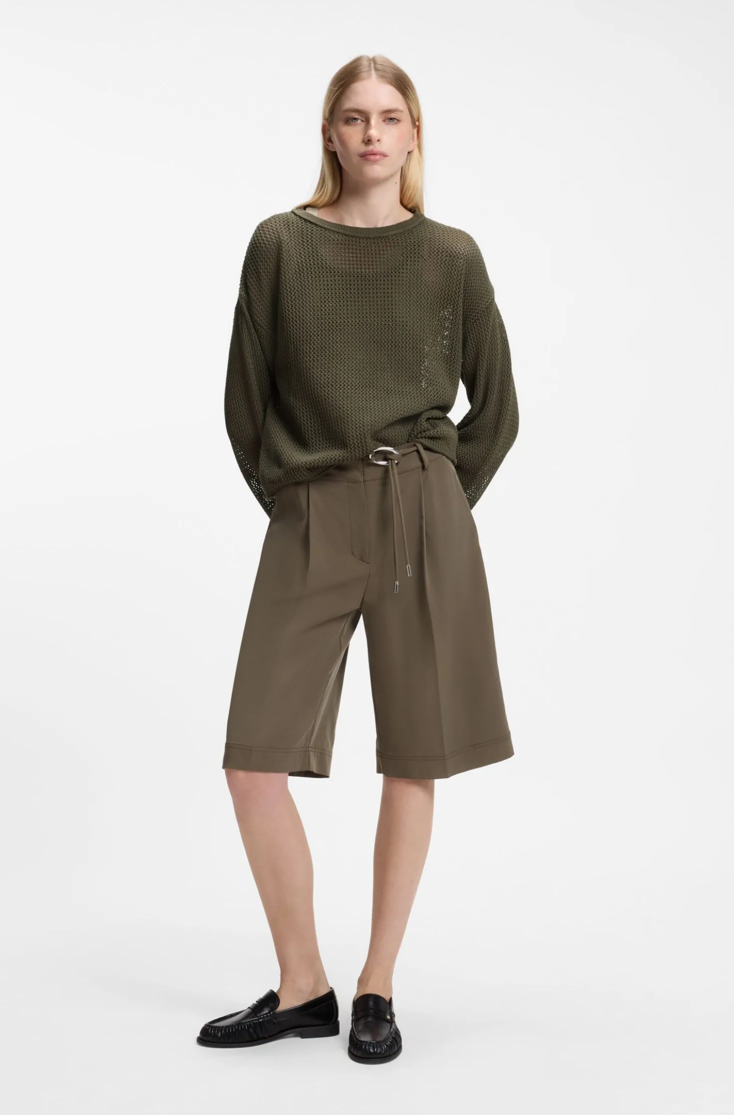 Relaxed-Fit Pullover aus Baumwolle mit Mesh-Struktur