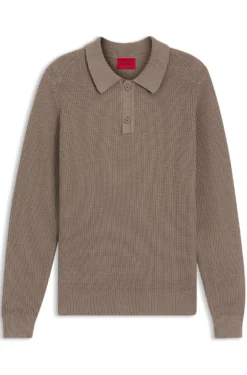 Relaxed-Fit Pullover aus strukturierter Baumwolle mit Polokragen