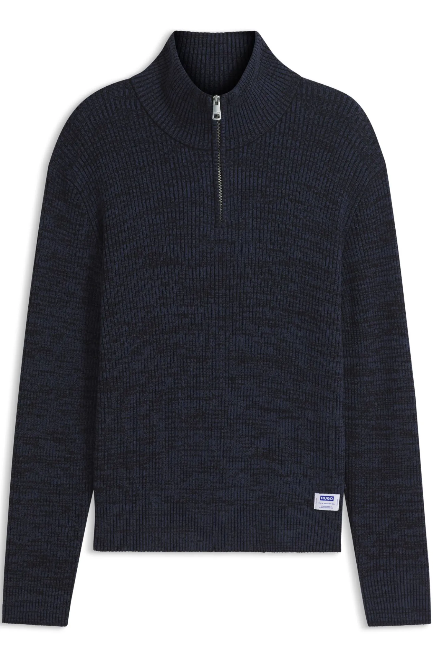 Relaxed-Fit Pullover mit Troyerkragen und Mouliné-Struktur