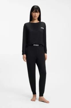 Relaxed-Fit Pyjama-Top aus Stretch-Jersey mit Logo-Print