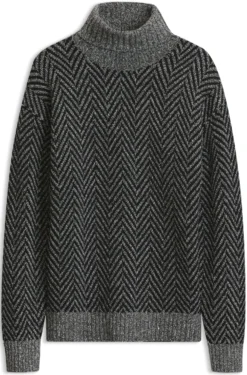 Relaxed-Fit Rollkragenpullover mit Fischgrätmuster
