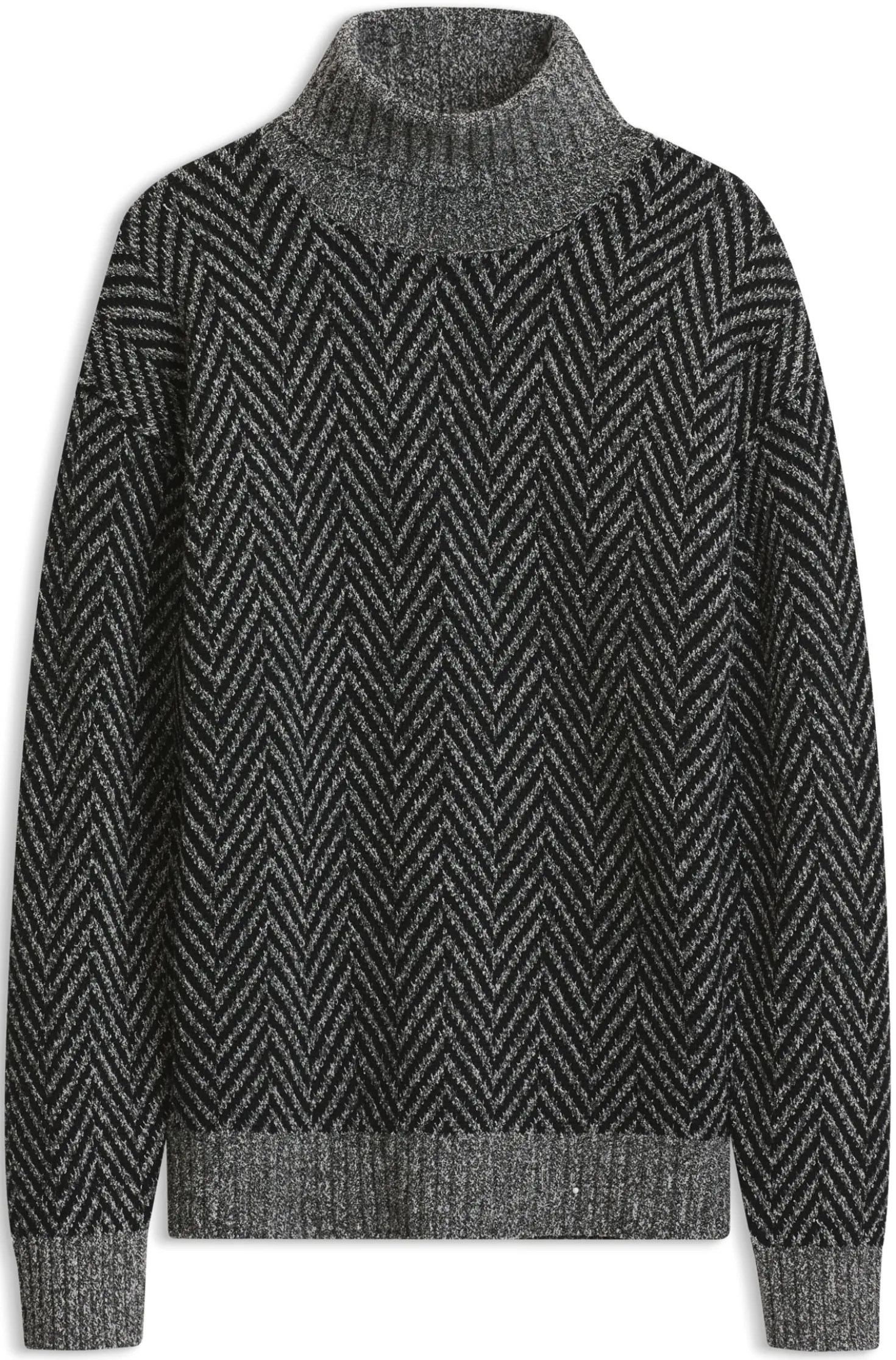 Relaxed-Fit Rollkragenpullover mit Fischgrätmuster