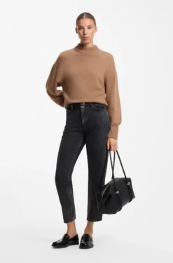 Relaxed-Fit Strickpullover mit Stehkragen